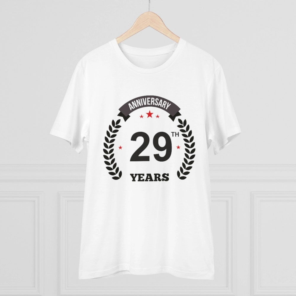 Men's PC Cotton 29th Anniversary Printed T Shirt (Color: White, Thread Count: 180GSM) - Image 3