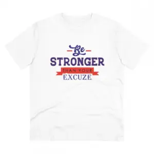 Men's PC Cotton Be Stronger Than Your Excuse Desing Printed T Shirt (Color: White, Thread Count: 180GSM)