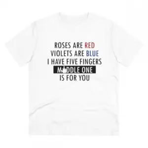 Men's PC Cotton Roses Are Red Printed T Shirt (Color: White, Thread Count: 180GSM)