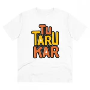 Men's PC Cotton Tu Taru Kar Printed T Shirt (Color: White, Thread Count: 180GSM)