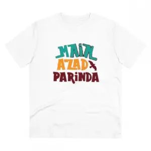 Men's PC Cotton Me Azad Parinda Printed T Shirt (Color: White, Thread Count: 180GSM)