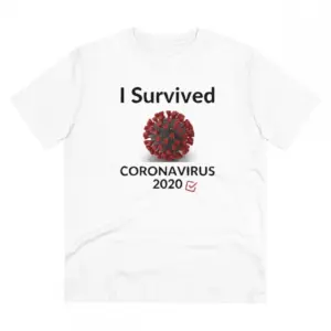 Men's PC Cotton I Survived Corornavirus 2020 Printed T Shirt (Color: White, Thread Count: 180GSM)