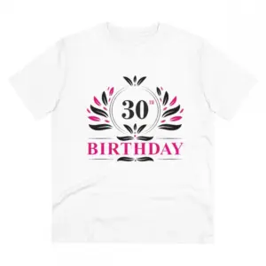 Men's PC Cotton 30th Birthday Printed T Shirt (Color: White, Thread Count: 180GSM)