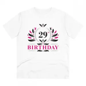 Men's PC Cotton 29th Birthday Printed T Shirt (Color: White, Thread Count: 180GSM)