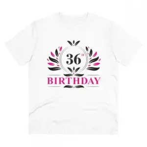 Men's PC Cotton 36th Birthday Printed T Shirt (Color: White, Thread Count: 180GSM)