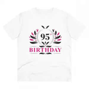 Men's PC Cotton 95th Birthday Printed T Shirt (Color: White, Thread Count: 180GSM)