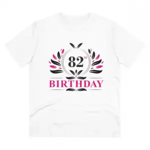 Men's PC Cotton 82nd Birthday Printed T Shirt (Color: White, Thread Count: 180GSM)