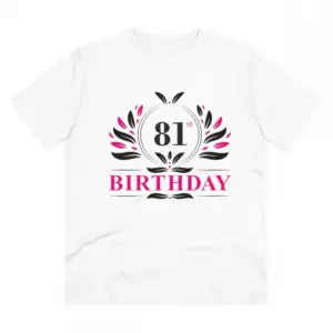 Men's PC Cotton 81st Birthday Printed T Shirt (Color: White, Thread Count: 180GSM)