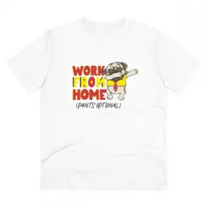 Men's PC Cotton Work From Home Desing Printed T Shirt (Color: White, Thread Count: 180GSM)