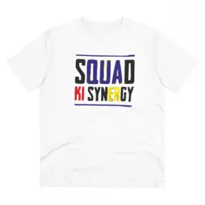 Men's PC Cotton Squed Ki Syneagy Printed T Shirt (Color: White, Thread Count: 180GSM)