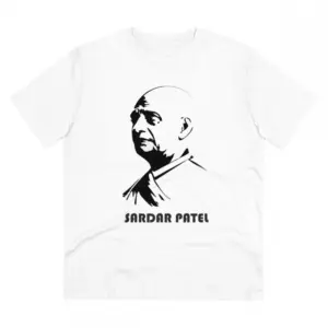 Men's PC Cotton Sardar Patel Printed T Shirt (Color: White, Thread Count: 180GSM)