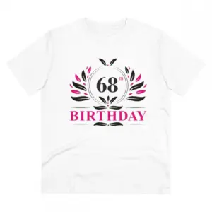 Men's PC Cotton 68th Birthday Printed T Shirt (Color: White, Thread Count: 180GSM)