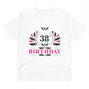 Men's PC Cotton 38th Birthday Printed T Shirt (Color: White, Thread Count: 180GSM)