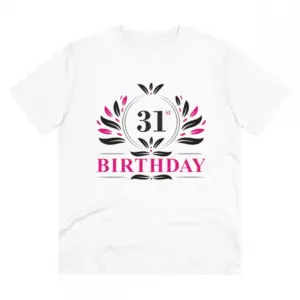 Men's PC Cotton 31st Birthday Printed T Shirt (Color: White, Thread Count: 180GSM)