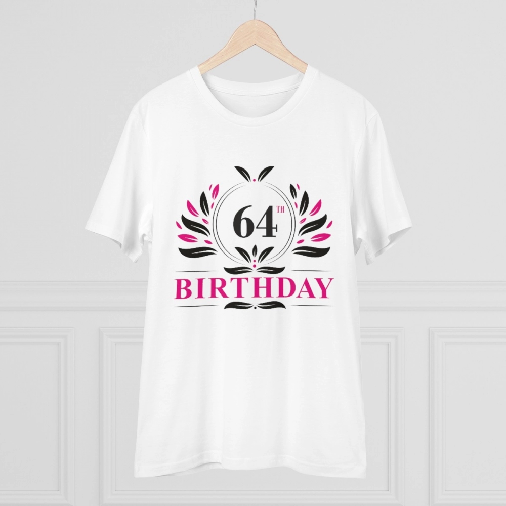Men's PC Cotton 64th Birthday Printed T Shirt (Color: White, Thread Count: 180GSM) - Image 3