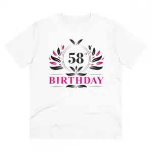Men's PC Cotton 58th Birthday Printed T Shirt (Color: White, Thread Count: 180GSM)