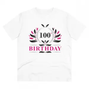 Men's PC Cotton 100th Birthday Printed T Shirt (Color: White, Thread Count: 180GSM)