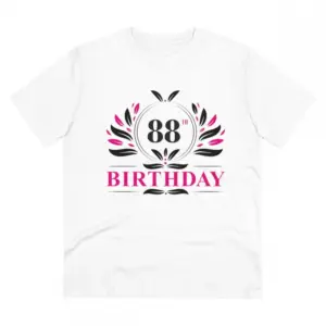 Men's PC Cotton 88th Birthday Printed T Shirt (Color: White, Thread Count: 180GSM)