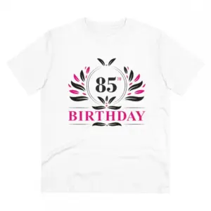Men's PC Cotton 85th Birthday Printed T Shirt (Color: White, Thread Count: 180GSM)