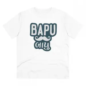 Men's PC Cotton Baapu Printed T Shirt (Color: White, Thread Count: 180GSM)