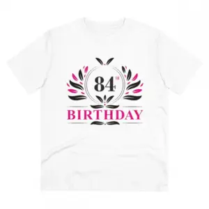 Men's PC Cotton 84th Birthday Printed T Shirt (Color: White, Thread Count: 180GSM)