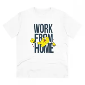 Men's PC Cotton Work From Home Desing Printed T Shirt (Color: White, Thread Count: 180GSM)