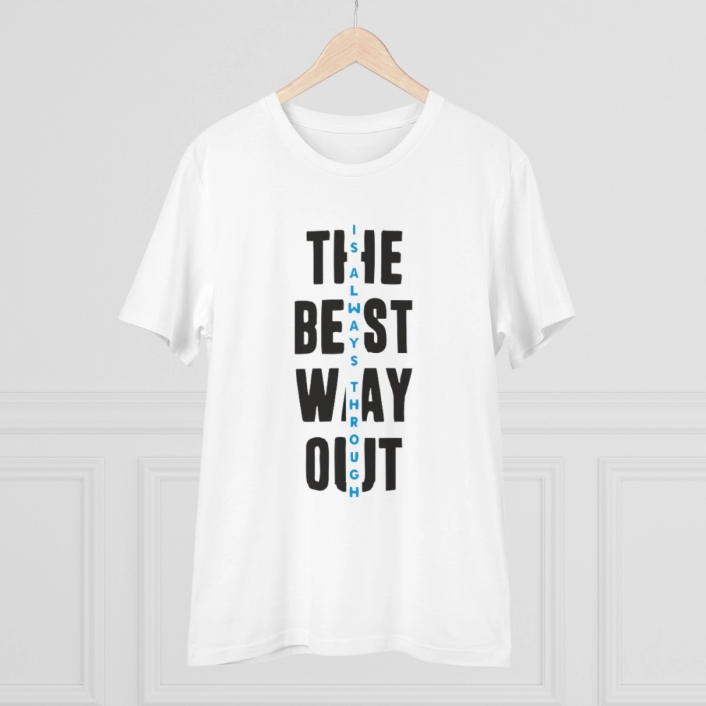 Men's PC Cotton The Best Way Out Printed T Shirt (Color: White, Thread Count: 180GSM) - Image 3