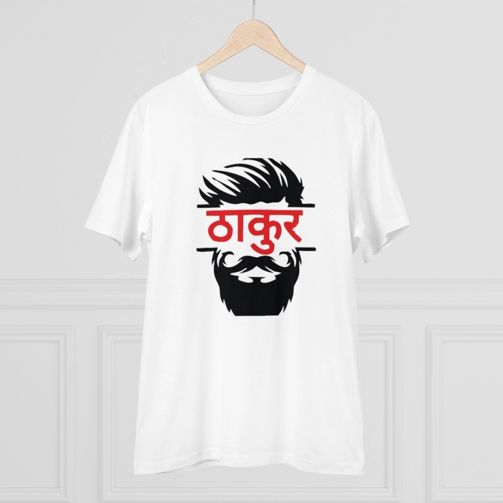 Men's PC Cotton Thakur Printed T Shirt (Color: White, Thread Count: 180GSM) - Image 3