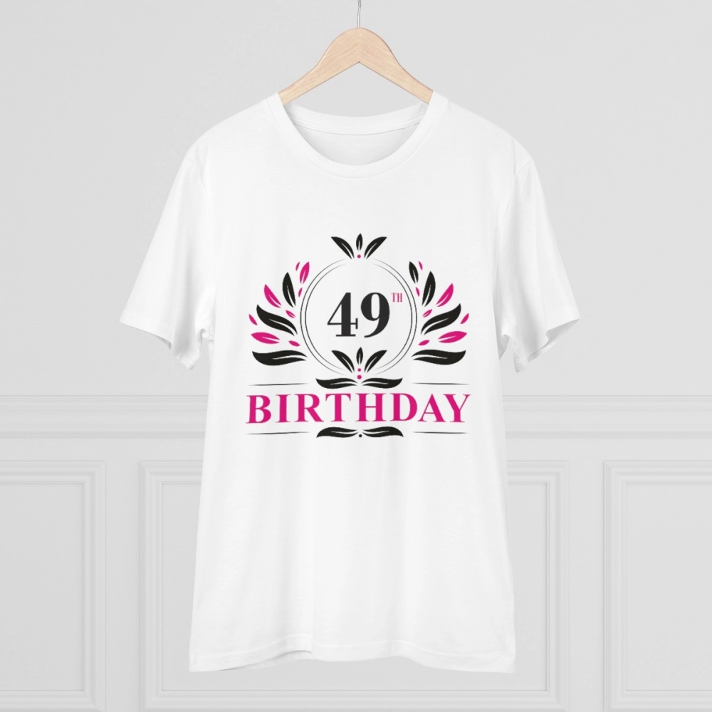 Men's PC Cotton 49th Birthday Printed T Shirt (Color: White, Thread Count: 180GSM) - Image 3