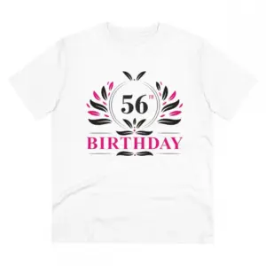Men's PC Cotton 56th Birthday Printed T Shirt (Color: White, Thread Count: 180GSM)