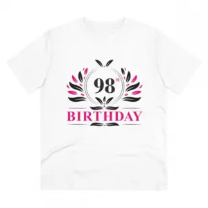 Men's PC Cotton 98th Birthday Printed T Shirt (Color: White, Thread Count: 180GSM)