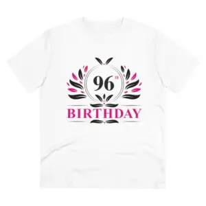 Men's PC Cotton 96th Birthday Printed T Shirt (Color: White, Thread Count: 180GSM)