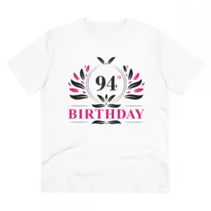 Men's PC Cotton 94th Birthday Printed T Shirt (Color: White, Thread Count: 180GSM)
