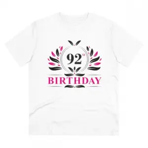 Men's PC Cotton 92nd Birthday Printed T Shirt (Color: White, Thread Count: 180GSM)