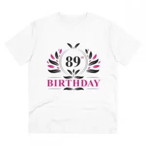 Men's PC Cotton 89th Birthday Printed T Shirt (Color: White, Thread Count: 180GSM)