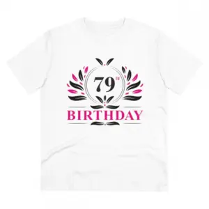 Men's PC Cotton 79th Birthday Printed T Shirt (Color: White, Thread Count: 180GSM)