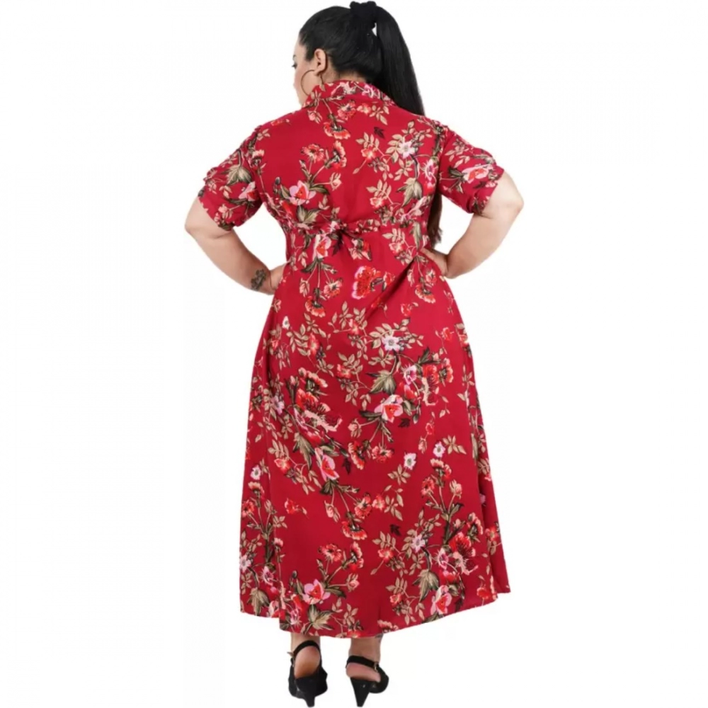 Women's Fit And Flare Maroon Dress (Color:Maroon, Material:Polyester) - Image 6