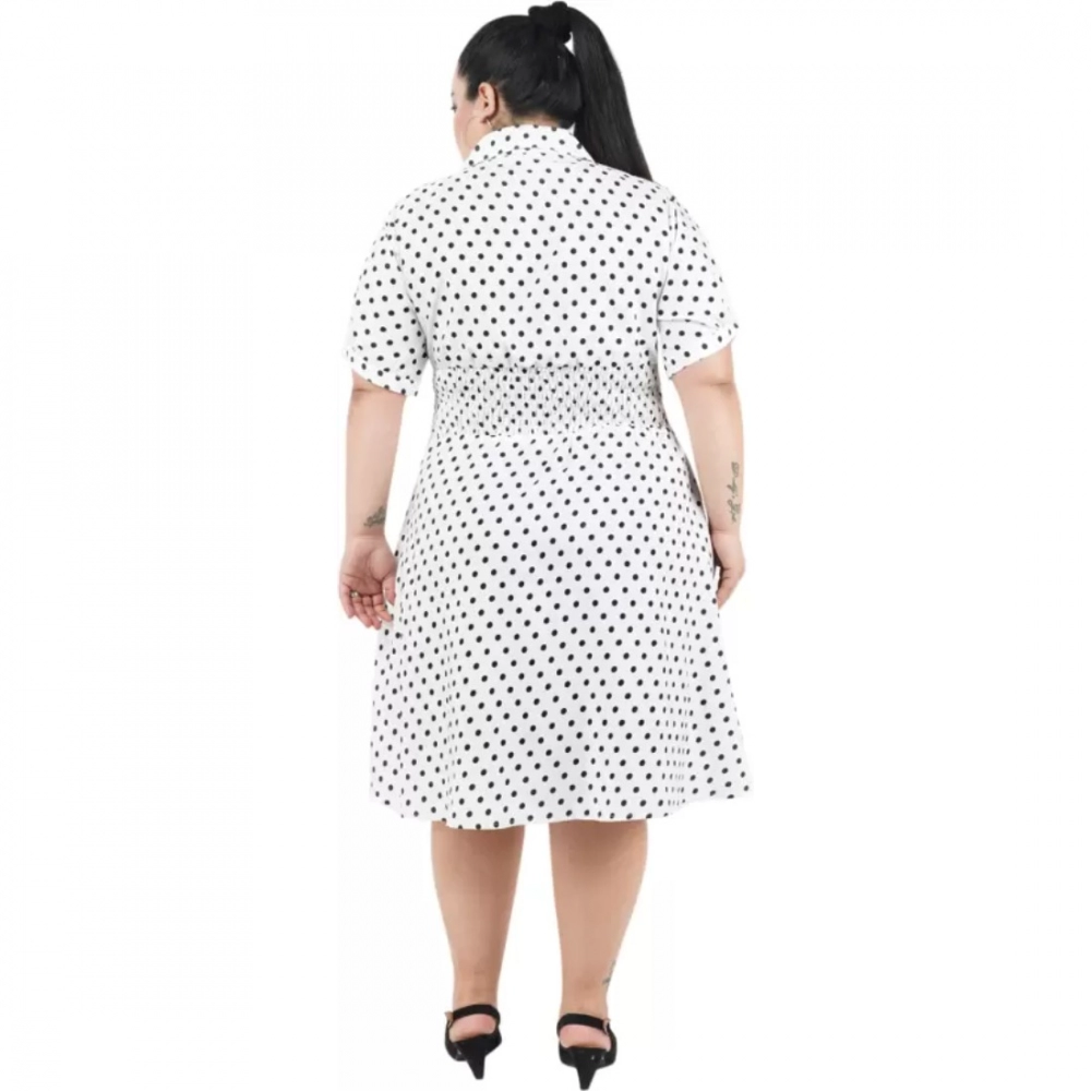 Women's Cinched Waist White Dress (Color:White, Material:Poly Crepe) - Image 6