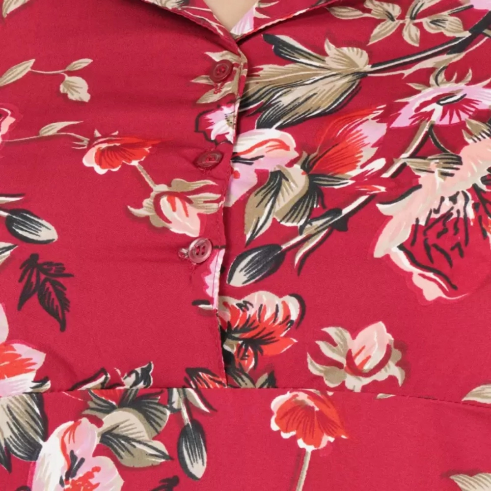 Women's Fit And Flare Maroon Dress (Color:Maroon, Material:Polyester) - Image 3