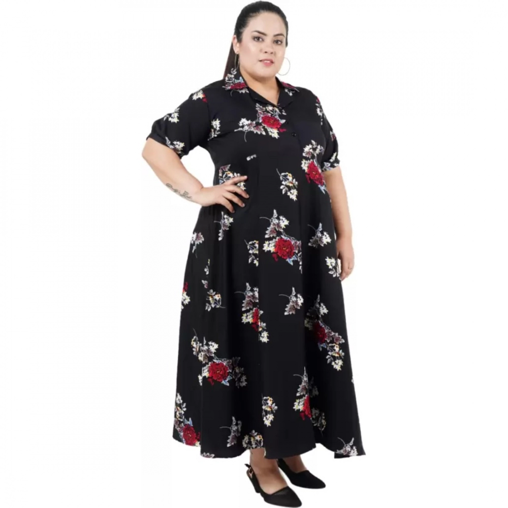 Women's Fit And Flare Black Dress (Color:Black, Material:Polyester) - Image 5