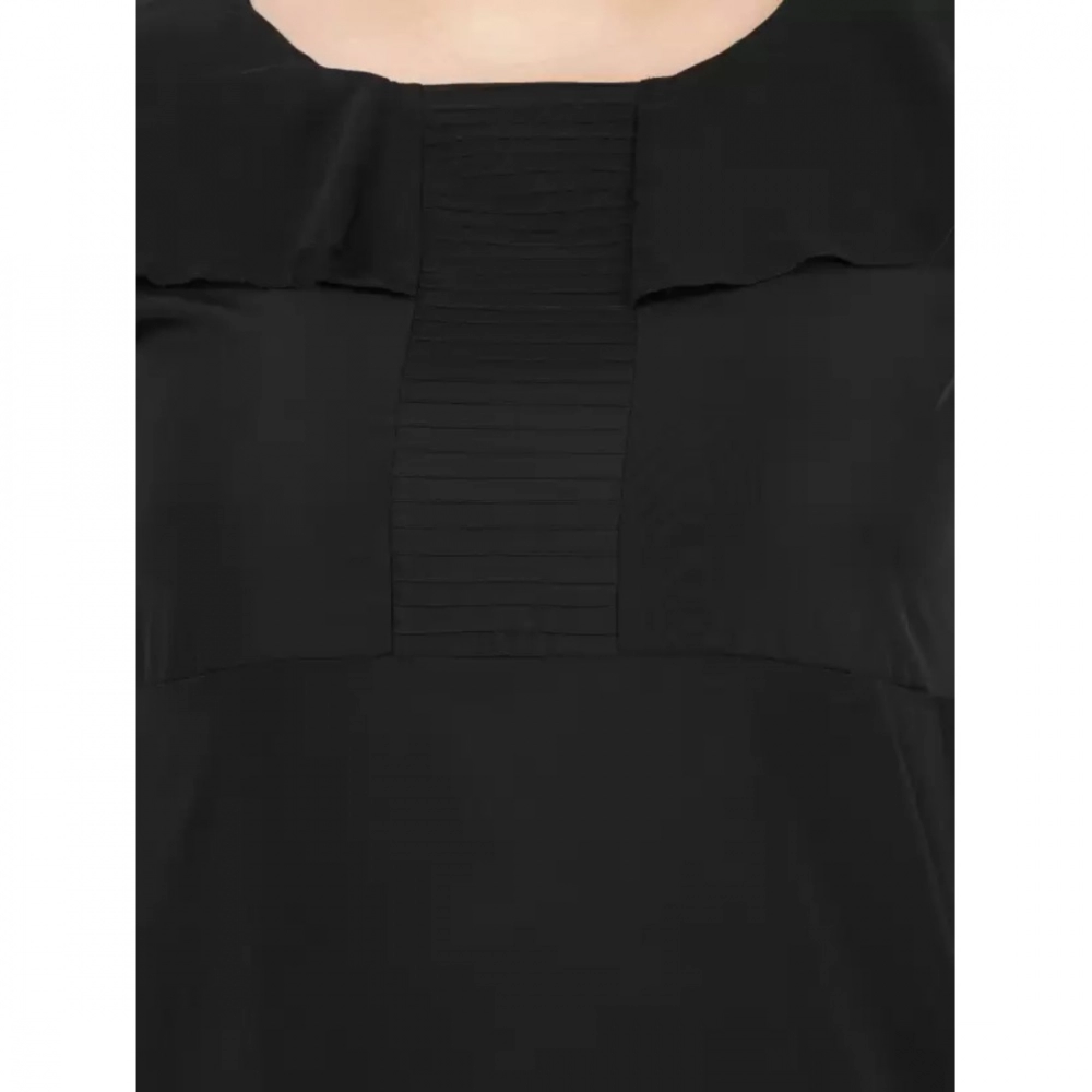 Women's Fit And Flare Black Dress (Color:Black, Material:Polyester) - Image 3