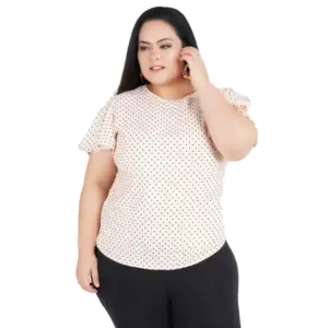 Women's Casual Flutter Sleeve Printed Pink Top (Color:Pink, Material:Crepe)