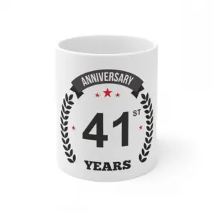 Ceramic 41st Anniversary Printed Coffee Mug (Color: White, Capacity:330ml)