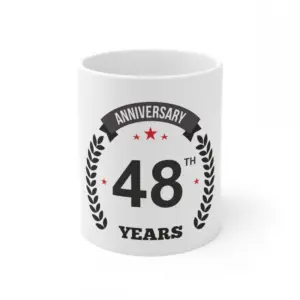 Ceramic 48th Anniversary Printed Coffee Mug (Color: White, Capacity:330ml)