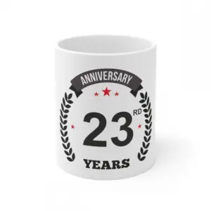 Ceramic 23rd Anniversary Printed Coffee Mug (Color: White, Capacity:330ml)