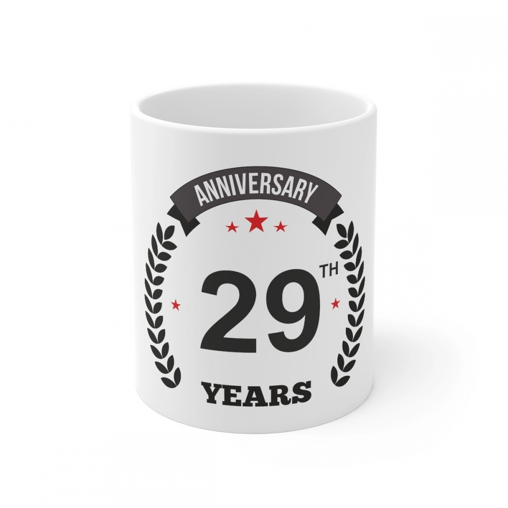 Ceramic 29th Anniversary Printed Coffee Mug (Color: White, Capacity:330ml)