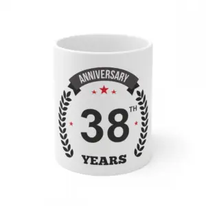 Ceramic 38th Anniversary Printed Coffee Mug (Color: White, Capacity:330ml)