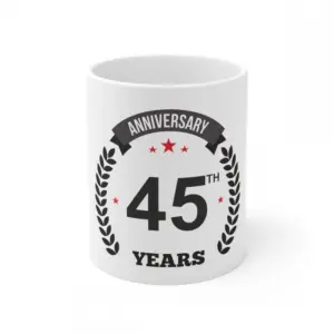 Ceramic 45th Anniversary Printed Coffee Mug (Color: White, Capacity:330ml)