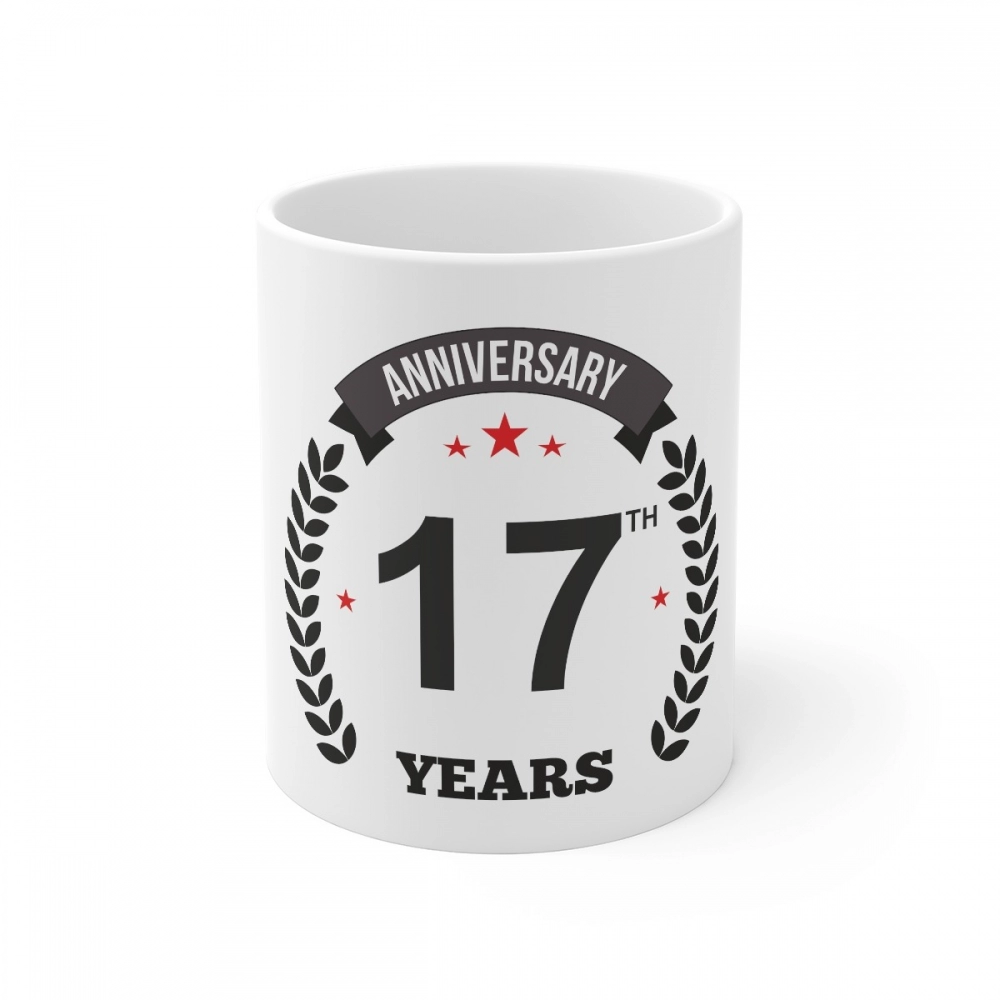 Ceramic 17th Anniversary Printed Coffee Mug (Color: White, Capacity:330ml)