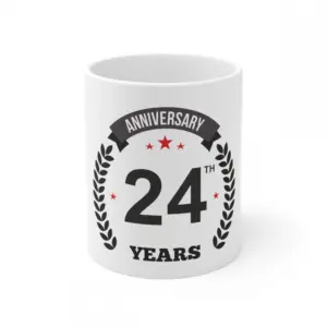 Ceramic 24th Anniversary Printed Coffee Mug (Color: White, Capacity:330ml)